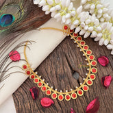 Vriksham Traditional Kerala Round Palakka Short Neckpiece-Red-G17275